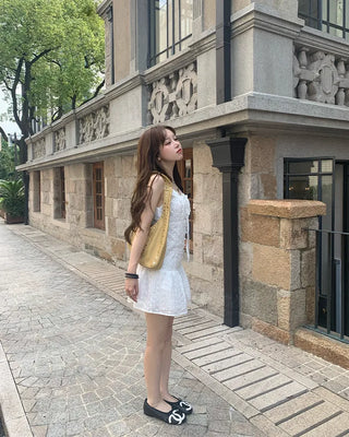 Flower lace camisole mini dress