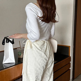 Flower embossed pants