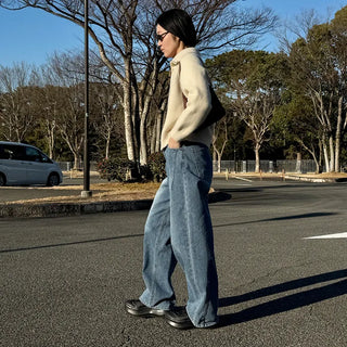 Dart detail balloon denim pants