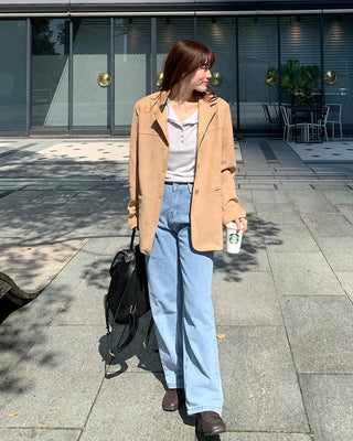 Three-button suede jacket
