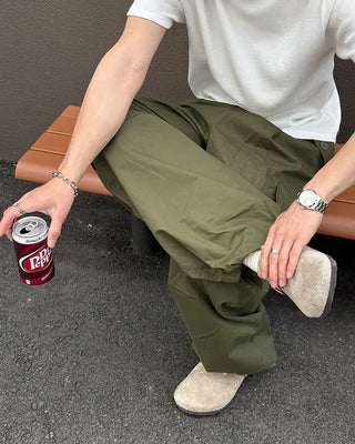 Button pocket wide cargo pants
