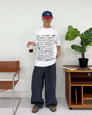 All-lettering short-sleeved T-shirt