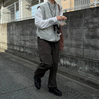 (Unisex) Big Pocket Nylon Easy Pants