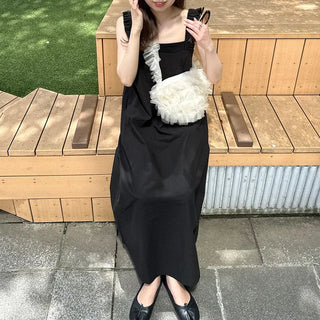 Shirred sleeveless long dress