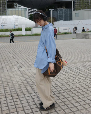 Wide-seam cotton pants