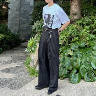Striped wide slacks