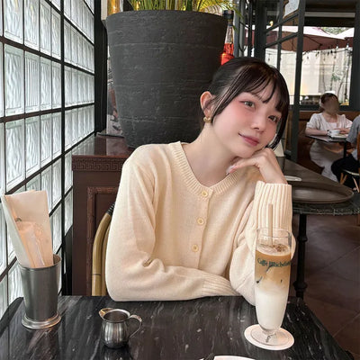 Basic color cardigan