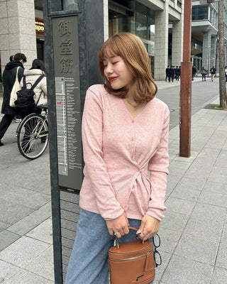 V-neck side-button cardigan