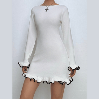 Long sleeve ruffle mini dress