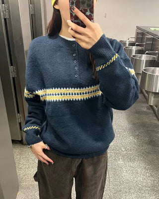 Henley neck Nordic sweater