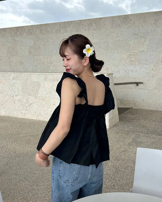 Rear Ribbon Sleeveless Blouse