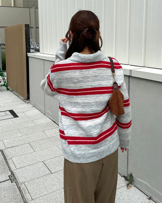 Striped long-sleeved knit