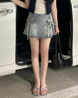Ribbon pocket mini skirt
