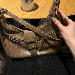 Buckle Zipper Shoulder Bag