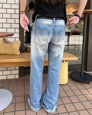 Washed low-rise denim