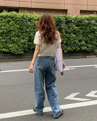 Washed wide-leg denim