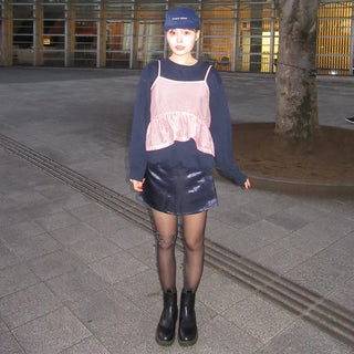 Satin mini skirt