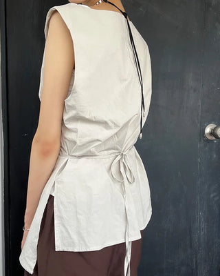 Shirred sleeveless blouse