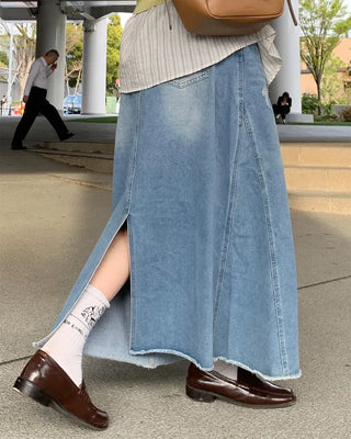 Long denim skirt