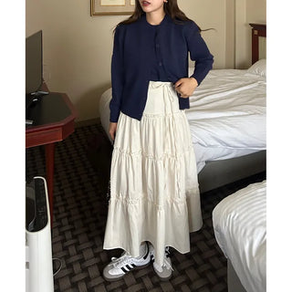 Ribbon long tiered skirt