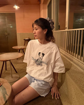 Oversized puffy dog short-sleeved T-shirt
