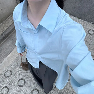 One-pocket cropped shirt