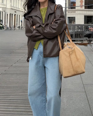 Big Square Suede Shoulder Bag