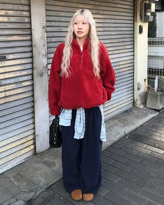 Waist String Fleece Jogger Pants