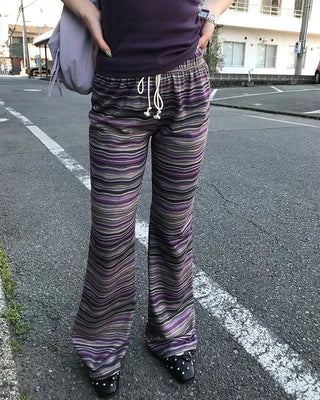 Waist string border bootcut