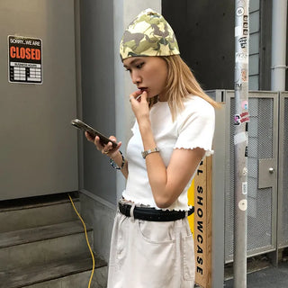 Cropped Frill Half-Sleeve T-Shirt