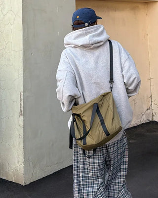 Drawstring Nylon Shoulder Bag
