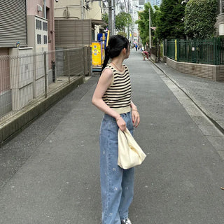 Striped knit sleeveless knit