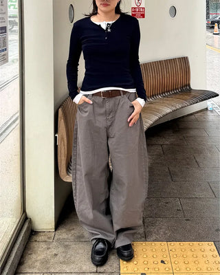 Layered Button Long T-Shirt