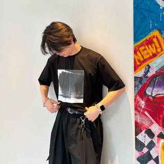 (Unisex) Square Print Short-Sleeve T-Shirt