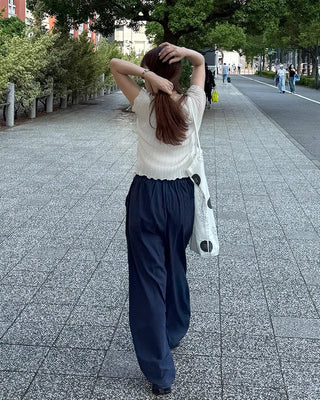 Pleated Wave Half Sleeve T-Shirt