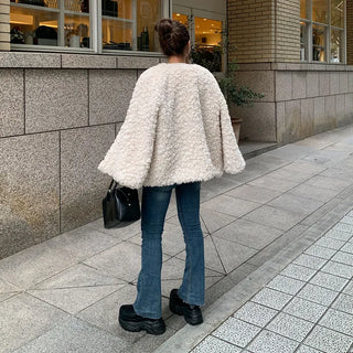 V-neck boa jacket
