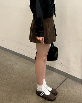 Corduroy pleated mini skirt