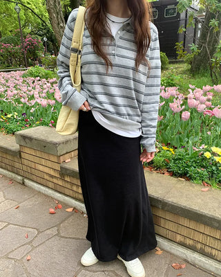 Striped knit polo shirt