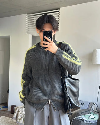 Sleeve Line Double Zip Knit