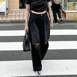 Vintage slit denim pants