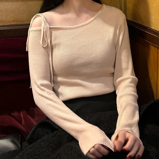 Ribbon Off-Shoulder Knit