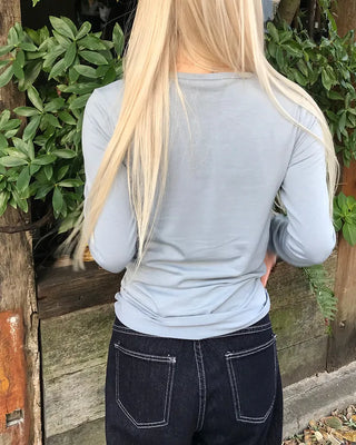Round neck rayon long-sleeve T-shirt