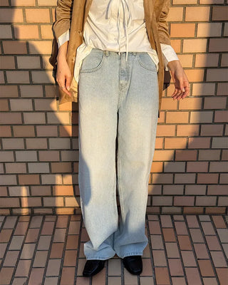 Washed oversized denim pants