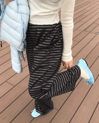 Striped elastic waist pants
