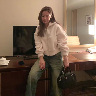 Boucle High Neck Cropped Jumper