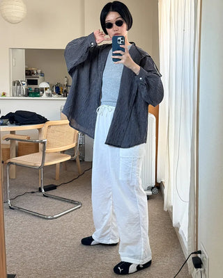 Checked hooded shirt