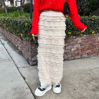 Frilled long skirt