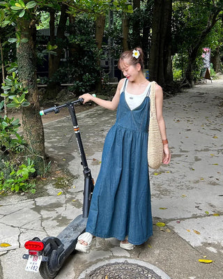 Smoked denim long dress