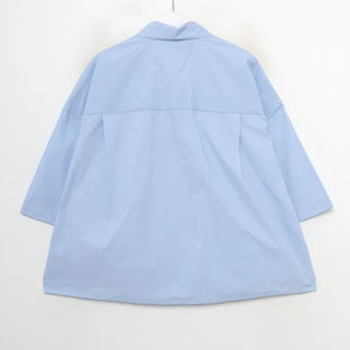 Basic cropped short-sleeved cotton shirt
