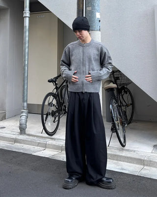 Knit zip-up jacket